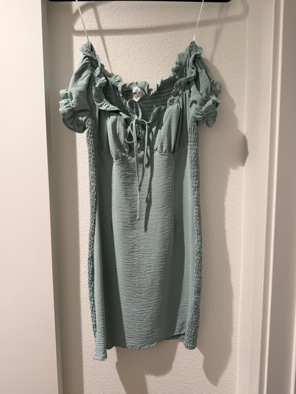 Sage Green Ruffle Sleeve Mini Dress